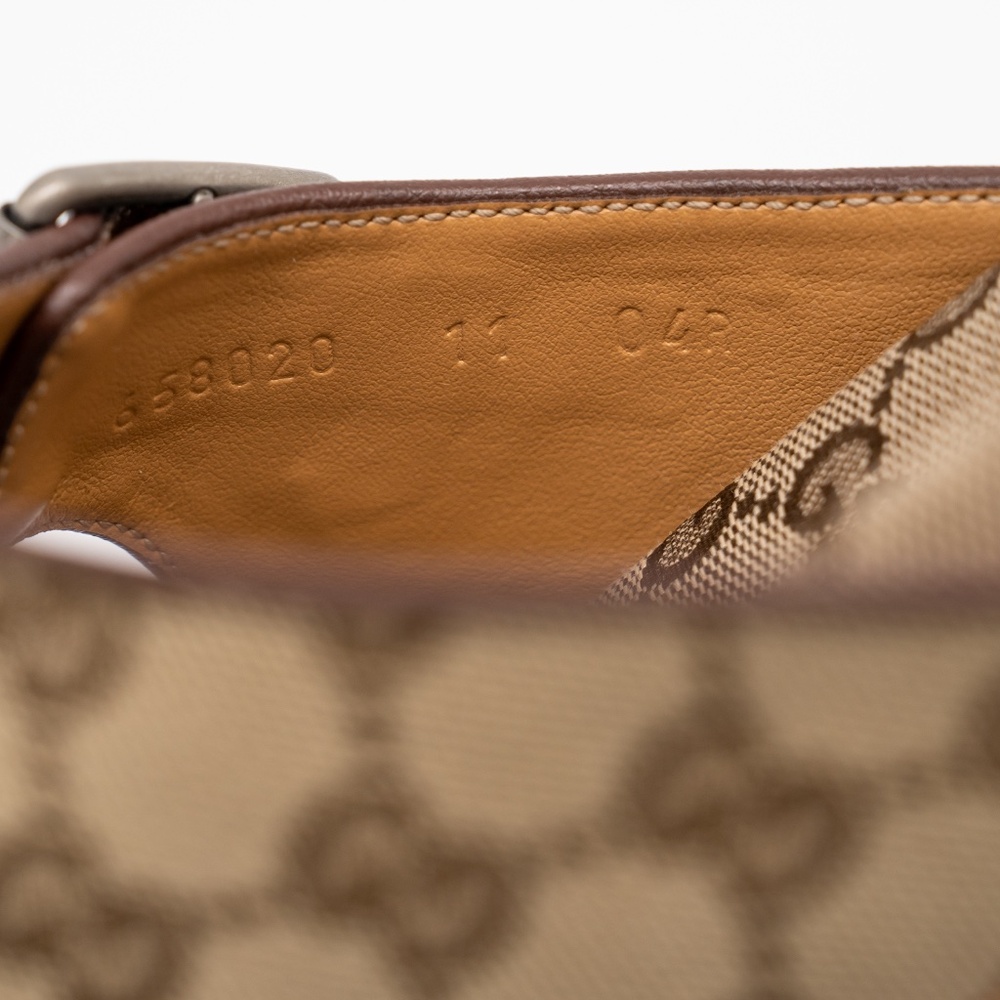 size 11G 11.5 US Gucci GG Canvas Slide Sandals Straps Beige Ebony GG Brown - Picture 10 of 12